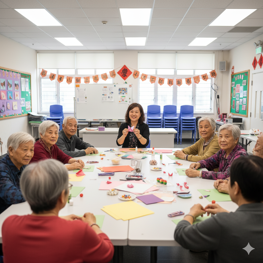 樂齡中心手工藝活動 - 專業講師帶領長輩進行創作
